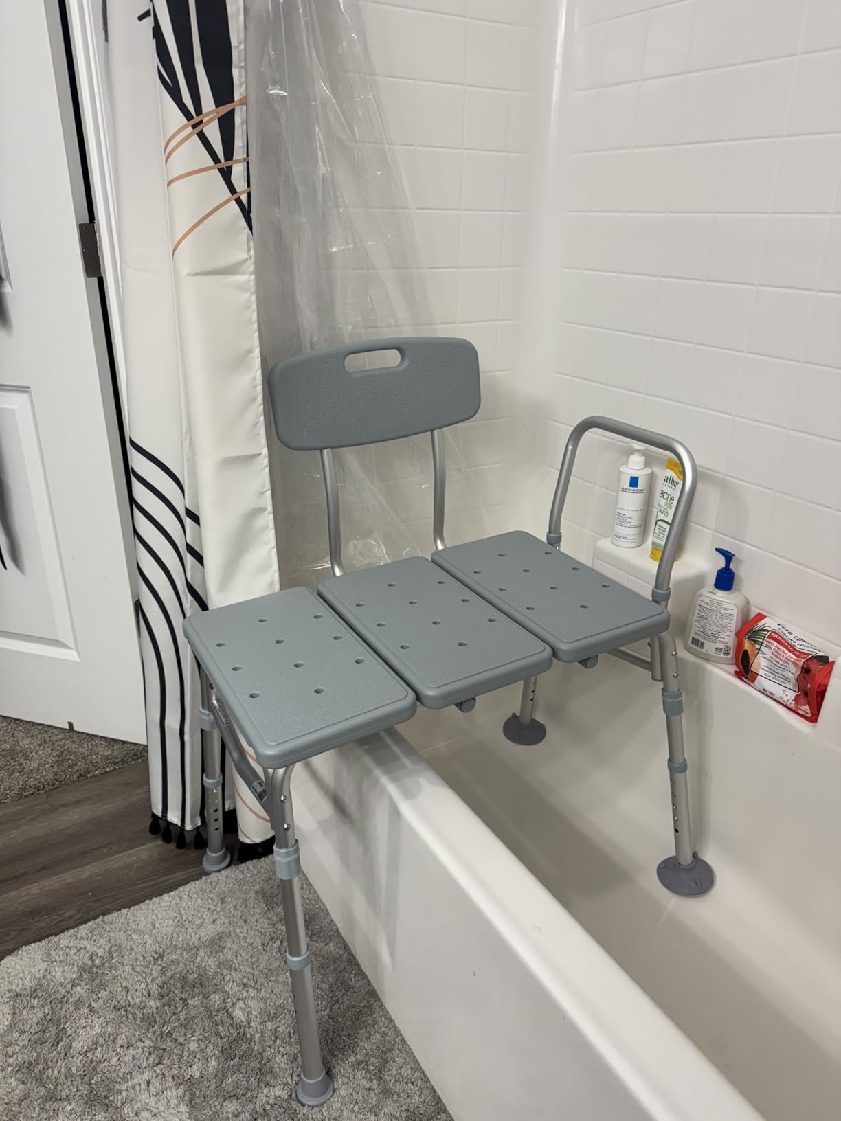 Drive Medical Tub Transfer Bench for Bathtub - Safer, Independent Bathing Aid - Height Adjustable Bench - Sturdy Aluminum Construction - Comfortable Backrest Support - 350 Lb Capacity customer photo 2