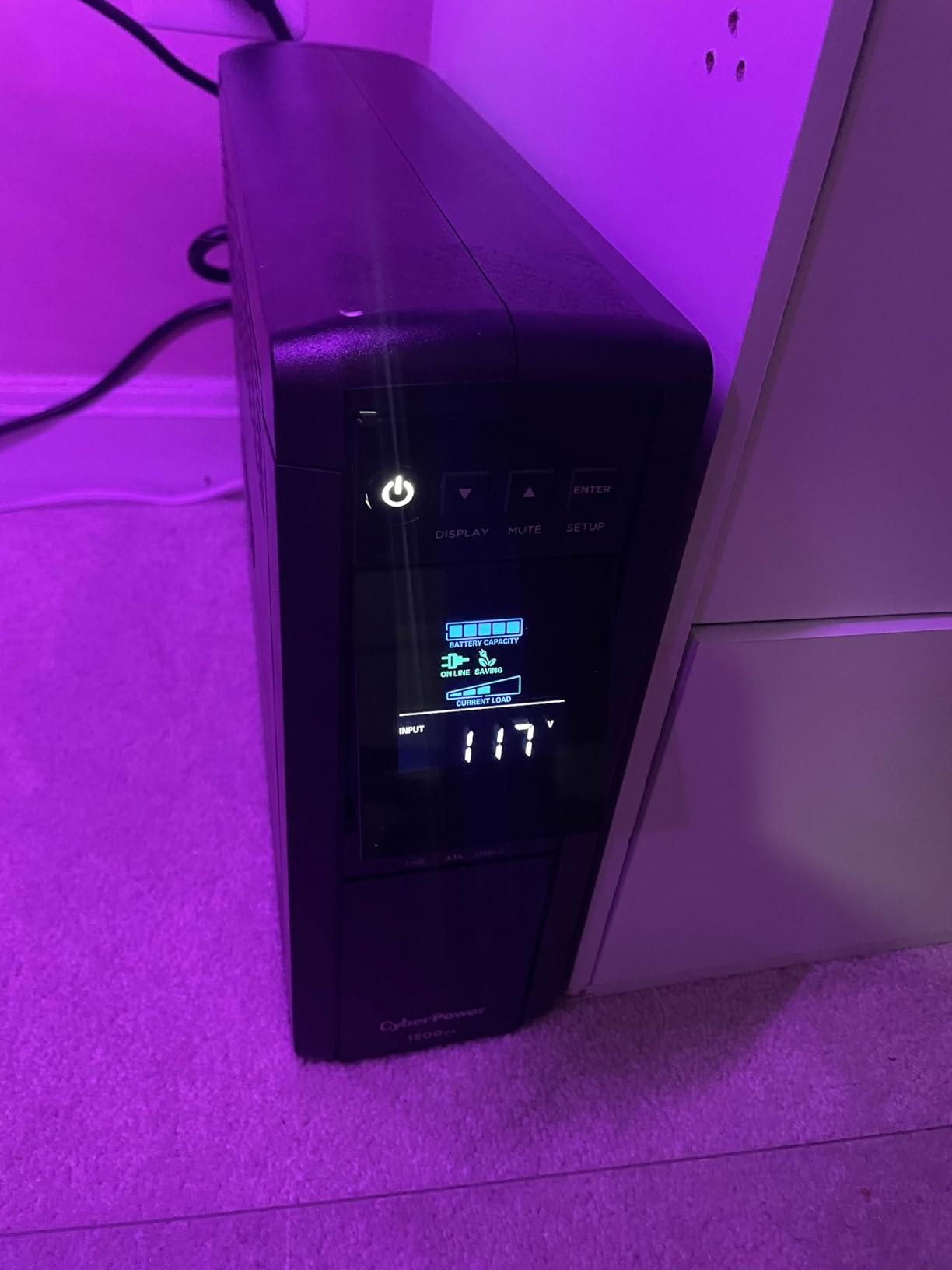 CyberPower CP1500PFCLCD PFC Sinewave UPS Battery Backup and Surge Protector, 1500VA/1000W, 12 Outlets, AVR, Mini Tower; UL Certified customer photo 2