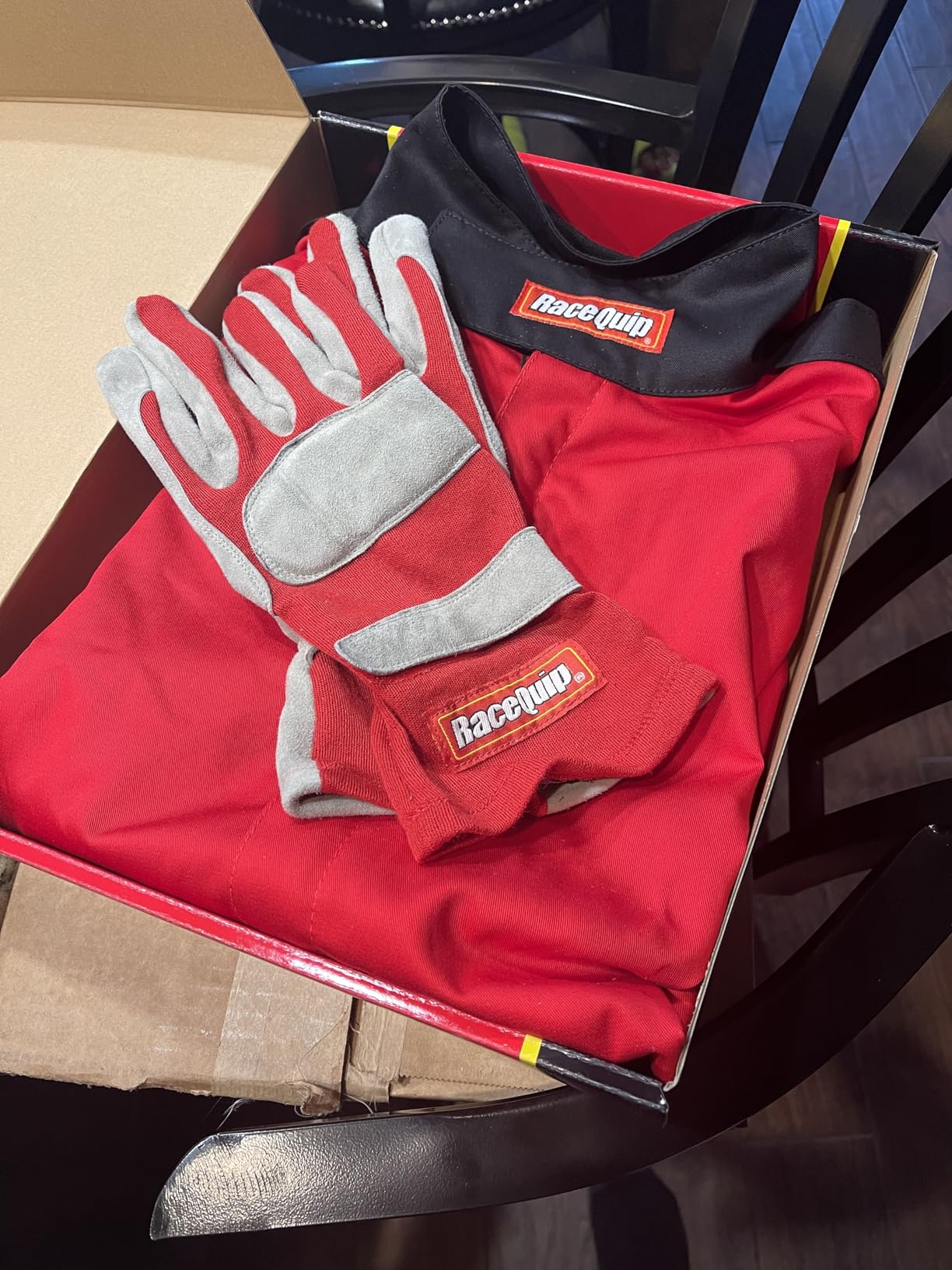 RaceQuip 351005RQP 351 Series Driving Gloves - SFI 3.3/1 - Black/Gray - Large customer photo 1