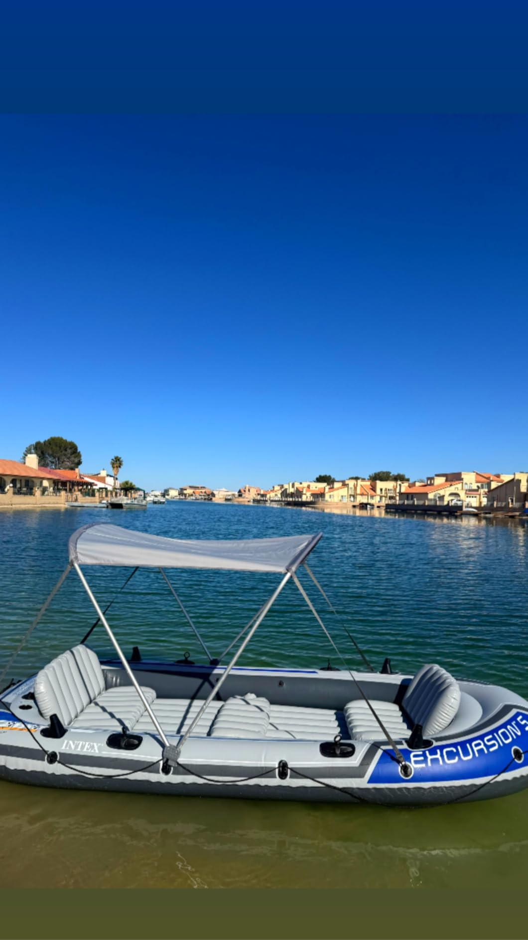 INTEX 68324EP Excursion 4 Inflatable Boat Set: Includes Deluxe 54in Boat Oars and High-Output Pump - Adjustable Seats with Backrest - Fishing Rod Holders - 4-Person - 1100lb Weight Capacity customer photo 1