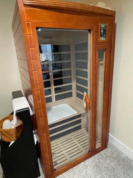 DYNAMIC SAUNAS Barcelona 1- to 2-Person Low EMF FAR Infrared Sauna with Red Light Therapy & Bluetooth Speakers | Personal Indoor Dry Heat Sauna for Home & Gym - Made from Canadian Hemlock customer photo 2