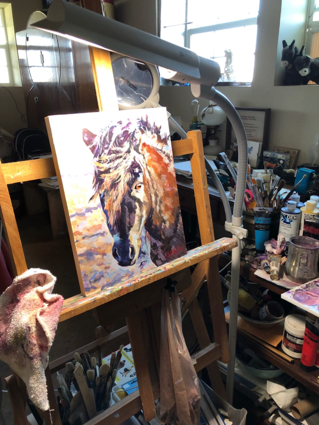 OttLite 18w EasyView Standing Floor Lamp with Optical Grade 3X Magnifier Attachment Arm & Flexible Neck - Wide Wing Shade with Modern Design for Crafting, Work, Office, Dorm Room, Sewing & Reading customer photo 1