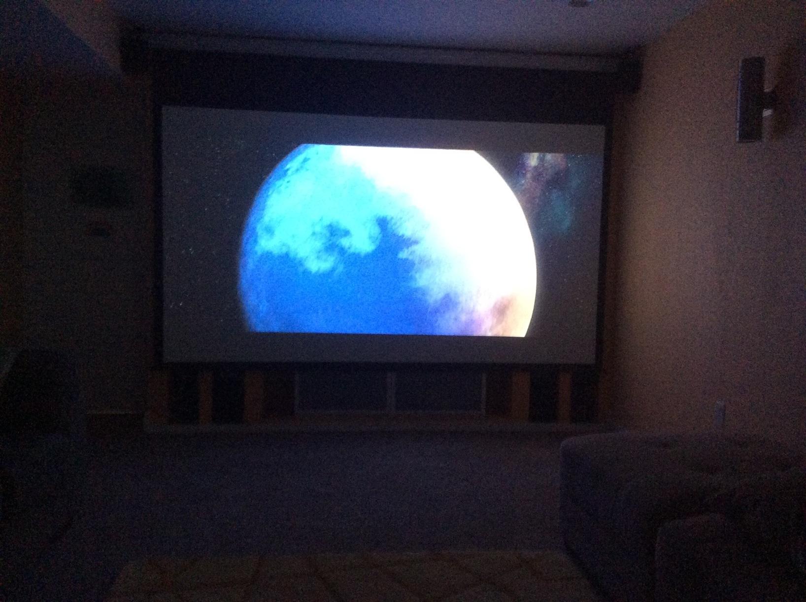 Elite Screens Spectrum2, 120-inch 16:9, 12-inch Drop, Electric Motorized Drop Down Projection Projector Screen customer photo 1