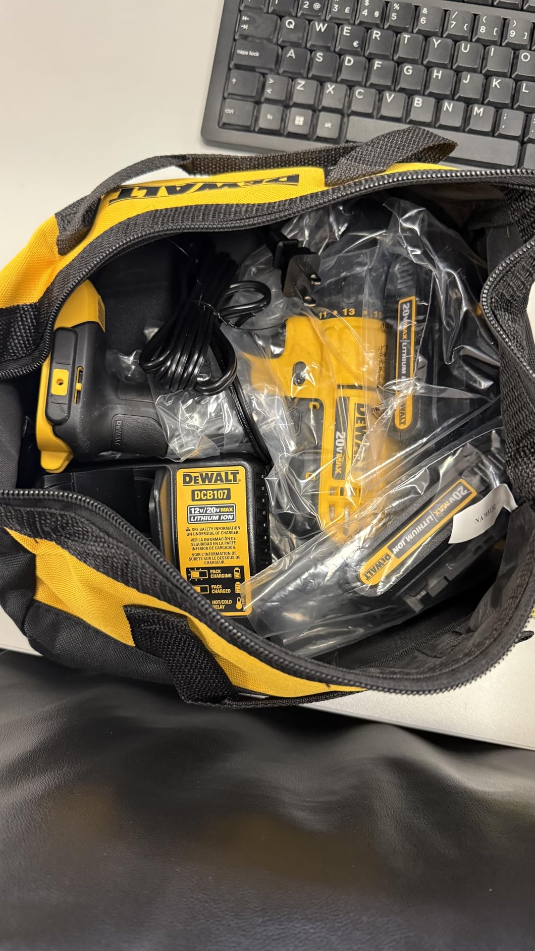 DEWALT 20V Max Cordless Drill Driver Set, 2 Speed, High Performance Motor, Includes 2 XR 1.3Ah Li-Ion Batteries, Charger and Contractor Bag (DCD771C2) customer photo 1
