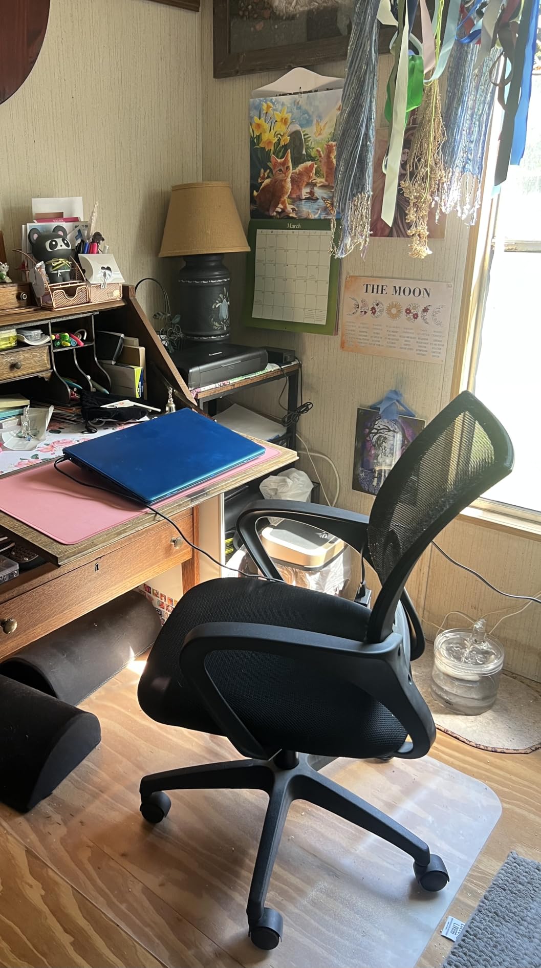 BestOffice Ergonomic Office Chair | Mid-Back Swivel Desk Chair | Breathable Backrest & Lumbar Support | Adjustable Height | Sponge Seat | Rolling Wheels | Black | for Adults & Women customer photo 2