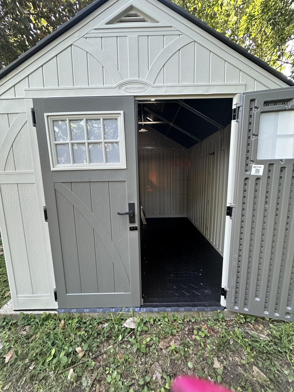 Suncast 8x10 Ft. Outdoor Storage Shed - Large Resin Outdoor Shed with Floor Included, Lockable Double Doors & Skylights. 547 Cu Ft Tremont Garden Resin Sheds for Lawn Tools, Riding Mowers, & Bikes customer photo 2