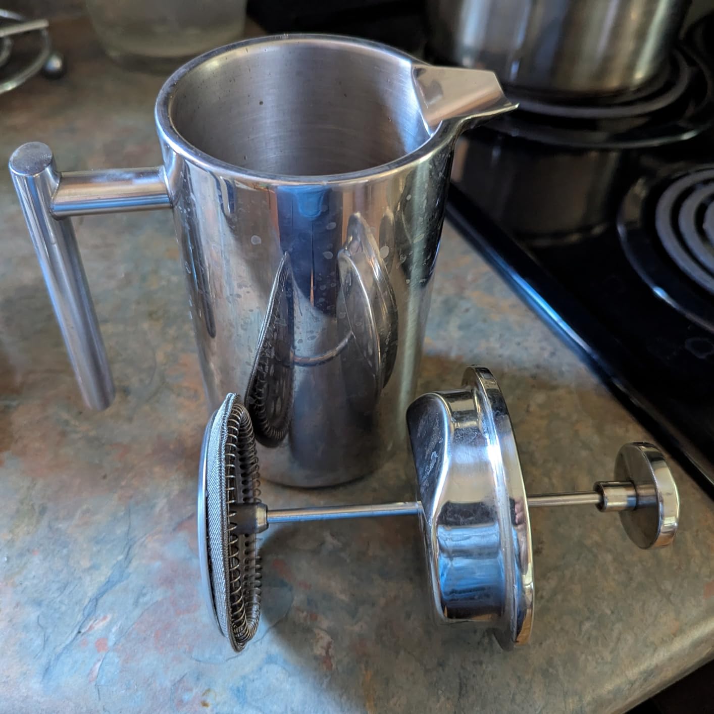 Secura French Press Coffee Maker, 304 Grade Stainless Steel Insulated Coffee Press with 2 Extra Screens, 34oz (1 Litre), Silver customer photo 2