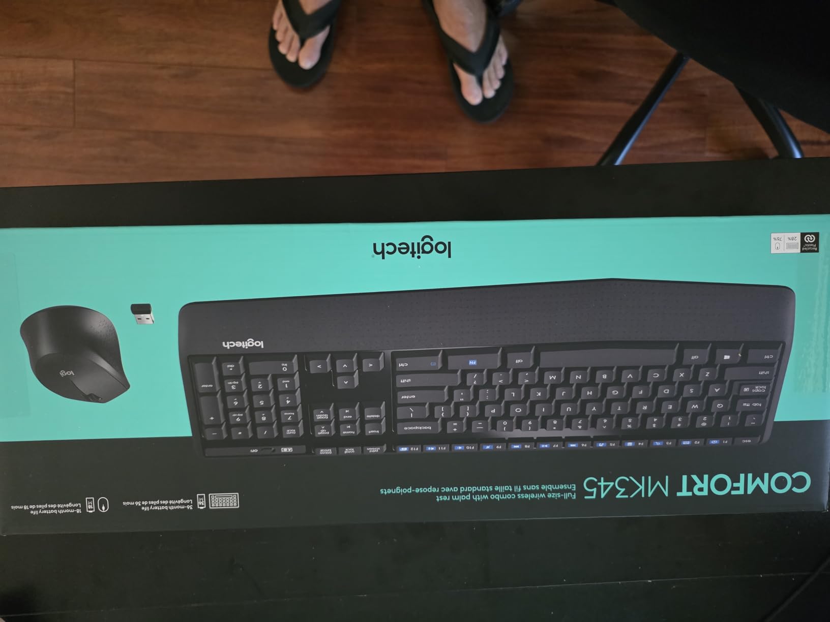 MK345 Wireless Keyboard and Mouse Combo with Palm Rest, 2.4 GHz USB Receiver, Compatible with PC, Laptop, Black customer photo 1