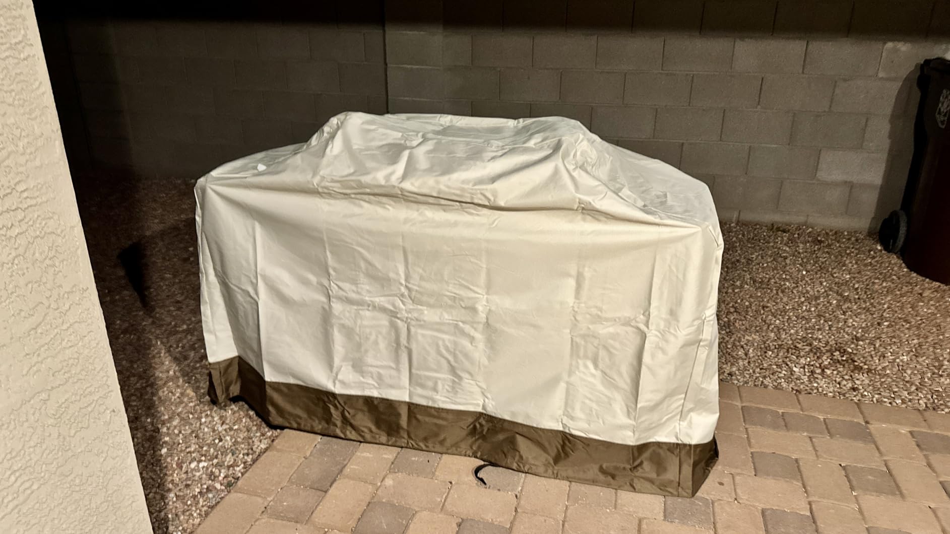 Amazon Basics Gas Grill Barbecue Cover for Outdoor, Waterproof, UV Resistant, Weather Resistant, 65 inch, Large, Beige customer photo 1