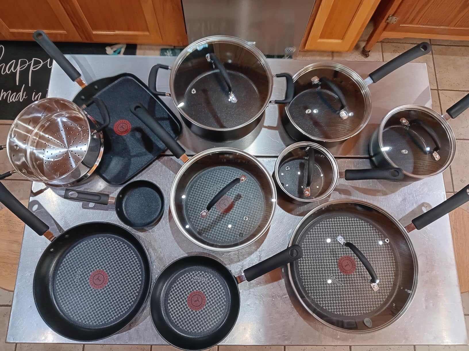 T-Fal Ultimate Hard Anodized Nonstick Pots and Pans Set 17 Piece, Nonstick Cookware Set with Fry Pan, Saucepans, Saute-Pan, Griddle, Dishwasher Safe, Black customer photo 1