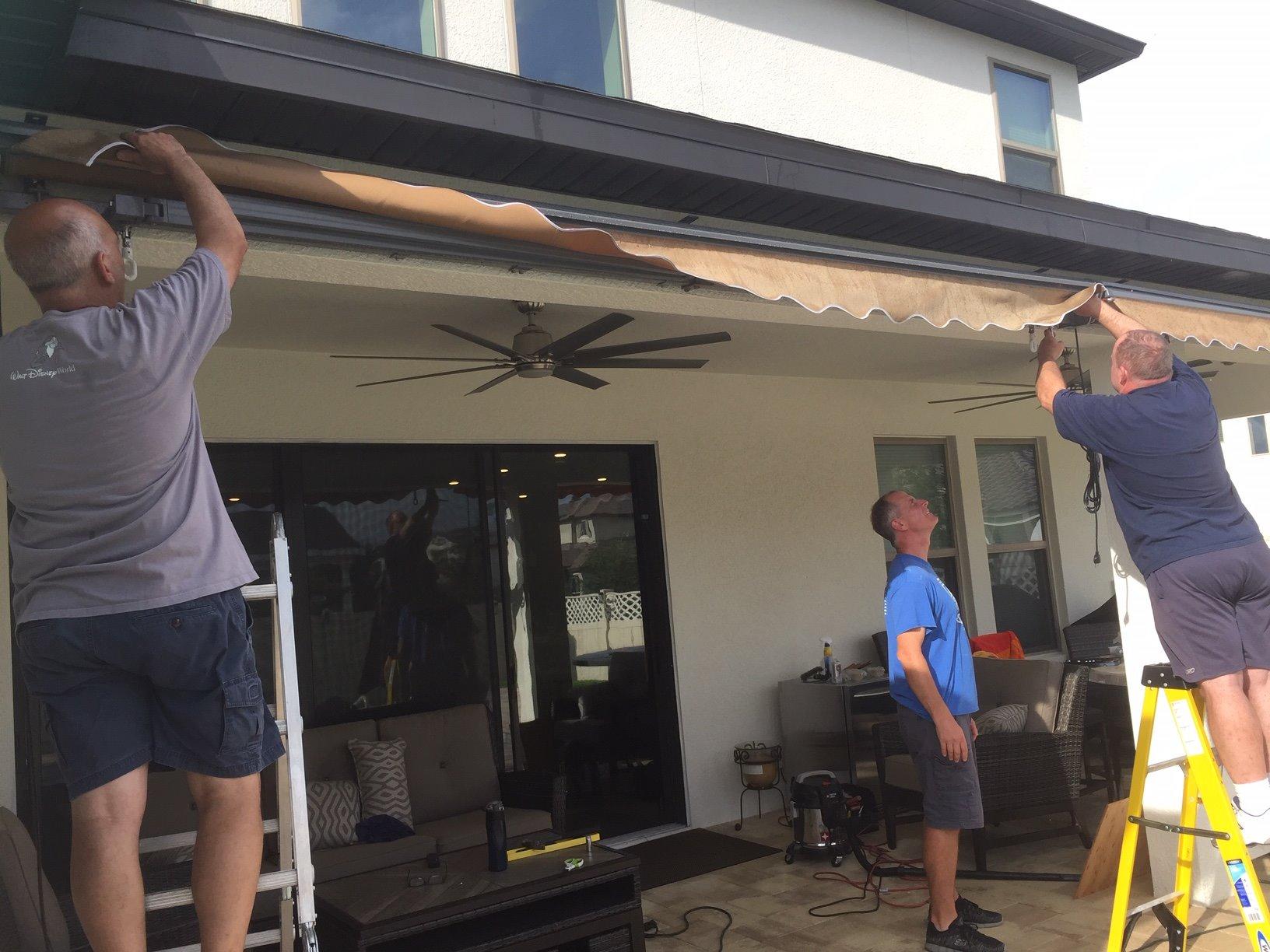 ADVANING Classic Series 13'X10' Electric Retractable Awning, 100% Acrylic UV+ Sun Shade Canopy, Beige w/Brick Red Stripes, EA1310-A332H customer photo 2