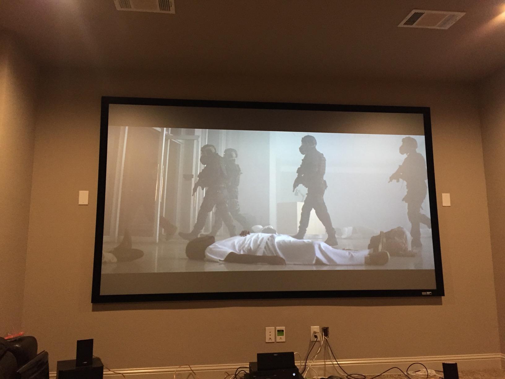 Elite Screens Ceiling and Ambient Light Rejecting Fixed Frame Projector Screen Sable Frame CineGrey 3D, 100-inch Diagonal 16:9 for Home Theater, Movie and Office Presentations, ER100DHD3 customer photo 2