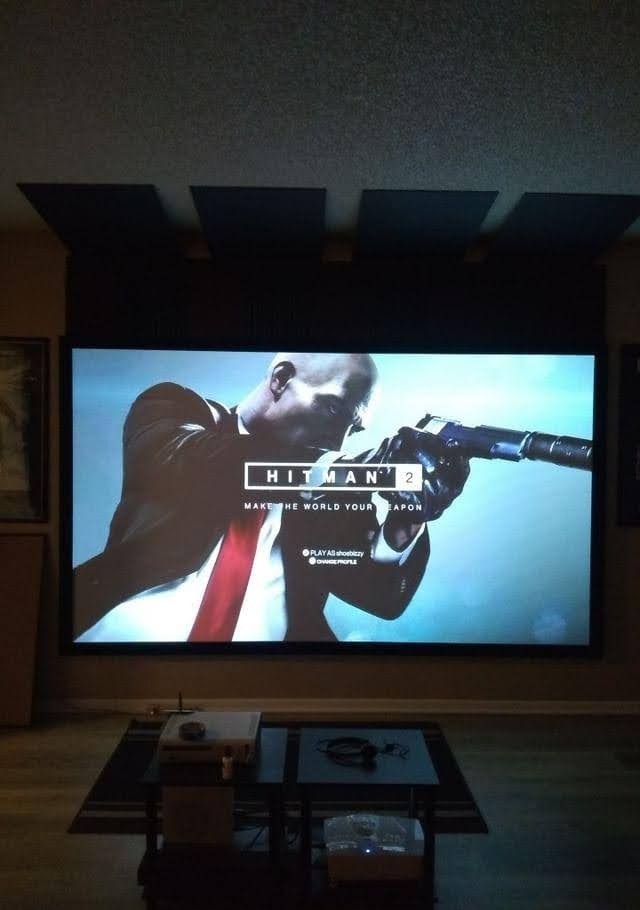 Elite Screens 120-Inch ALR Projector Screen 16:9 - Ceiling & Ambient Light Rejecting, Fixed Frame Wall Mounted, CineGrey 3D customer photo 2