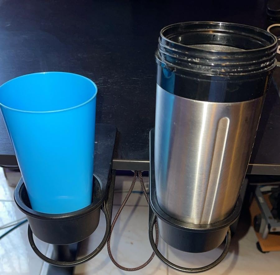 YOY Drink Cup Holder Clip - Table Desk Side Water Glass Beer Bottle Beverage Soda Coffee Mug Holder Cup Saucer Clip Design for Home Office, Black customer photo 2