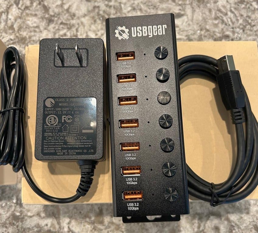 USBGear 7-Port USB Hub 3.2 Gen 1 - Mountable SuperSpeed Data Hub with USB Ports for Laptop, PC, Desktop, and More, 5V/4A Power Adapter with Type-A to Type-B Cable (3ft), Computer Accessories customer photo 1