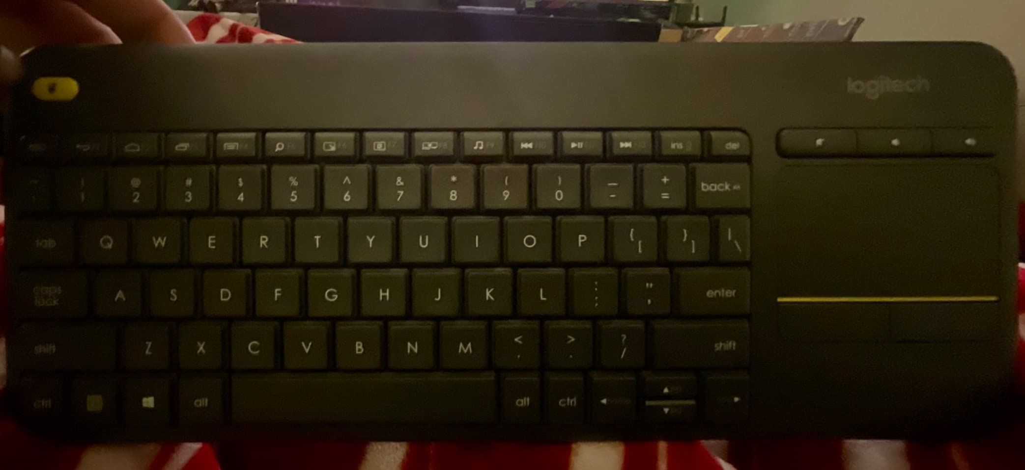 Logitech K400 Plus Wireless Touch TV Keyboard with Easy Media Control and Built-in Touchpad, HTPC Keyboard for PC-Connected TV, Windows, Android, ChromeOS, Laptop, Tablet - Black customer photo 1