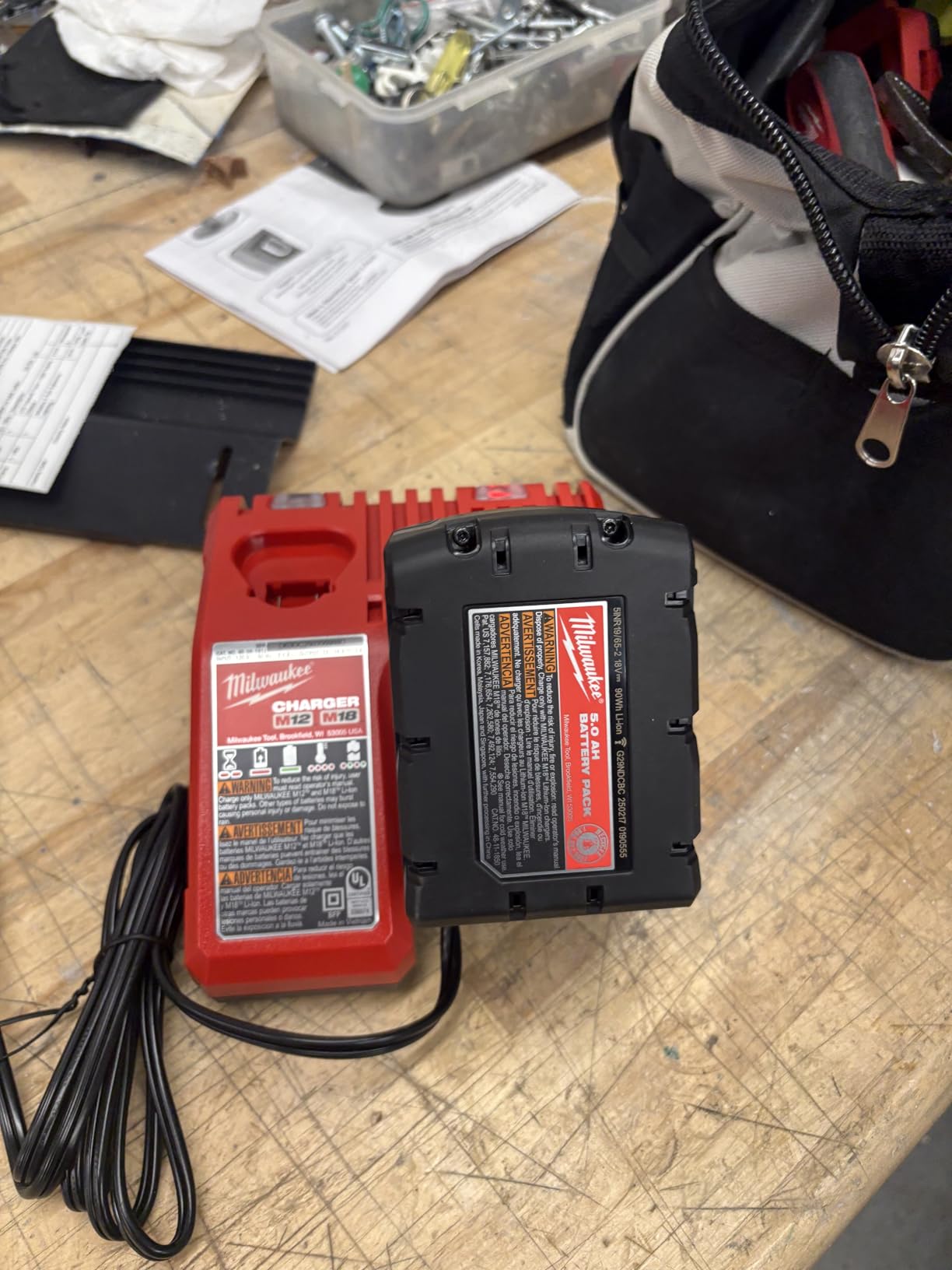 Milwaukee 48-59-1850 M18 RED LITHIUM XC 5.0 Ah Batteries (2) + 48-59-1812 M12 and M18 Multi Voltage Charger kit customer photo 2
