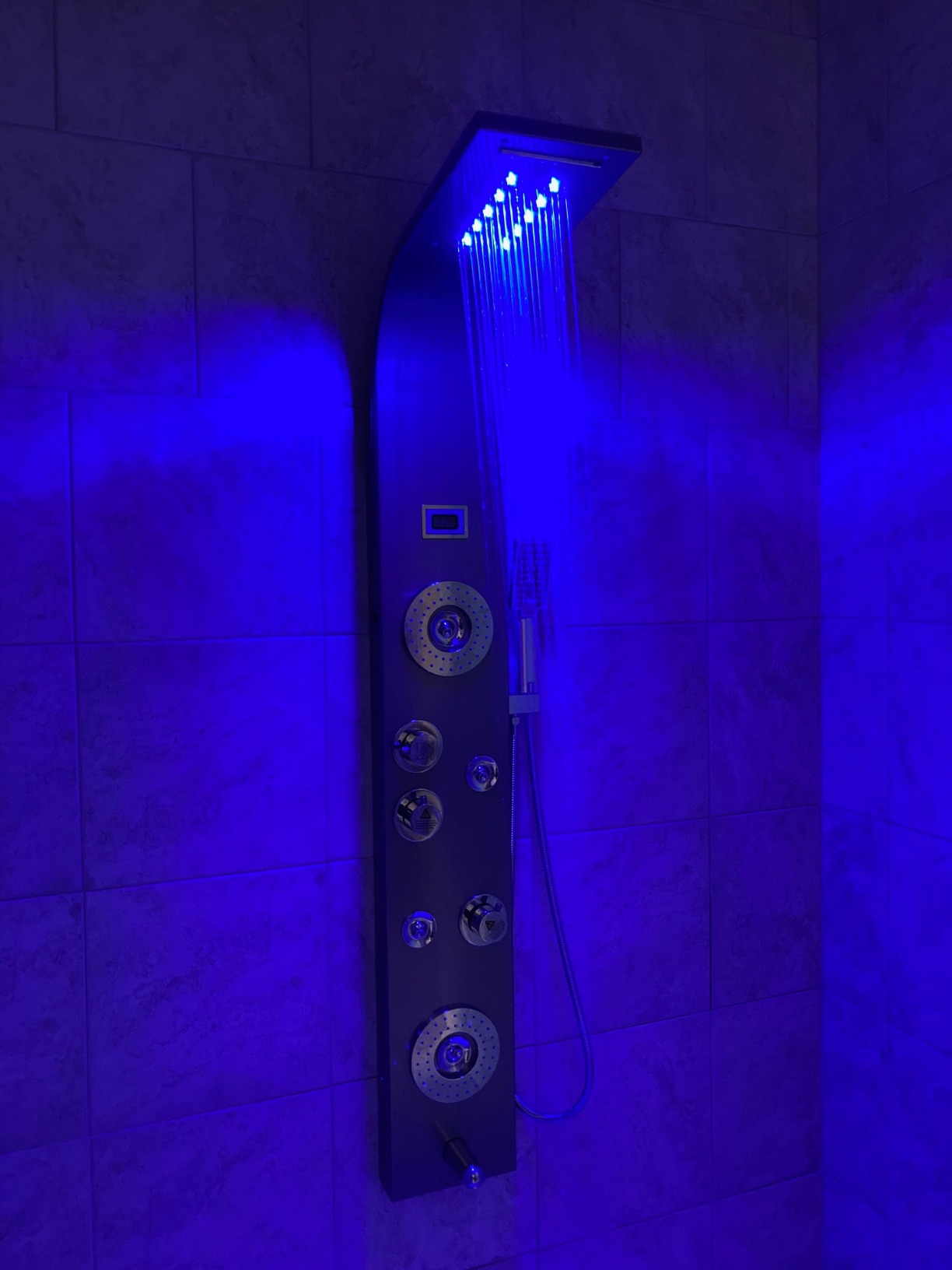 ELLO&ALLO Stainless Steel Shower Panel Tower System, LED Rainfall Waterfall Shower Head 6-Function Faucet Rain Massage System with Body Jets, Brushed Nickel customer photo 2