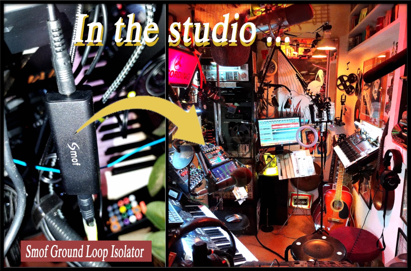 Smof Upgraded Ground Loop Noise Isolator, Noise Filter for Car Audio/Home Stereo System (Eliminate The Buzzing Noise Completely) with 3.5mm Audio Cable, Black customer photo 2