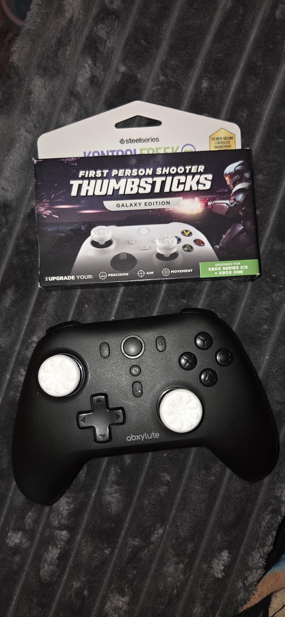 KontrolFreek FPS Freek Galaxy White for Xbox One and Xbox Series X Controller | Performance Thumbsticks | 1 High-Rise, 1 Mid-Rise | White customer photo 2