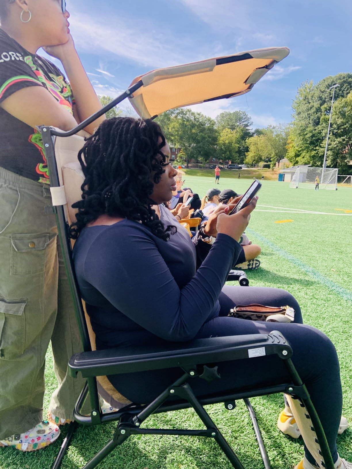 Best Choice Products Folding Zero Gravity Outdoor Recliner Patio Lounge Chair w/Adjustable Canopy Shade, Headrest, Side Accessory Tray, Textilene Mesh - Beige customer photo 1