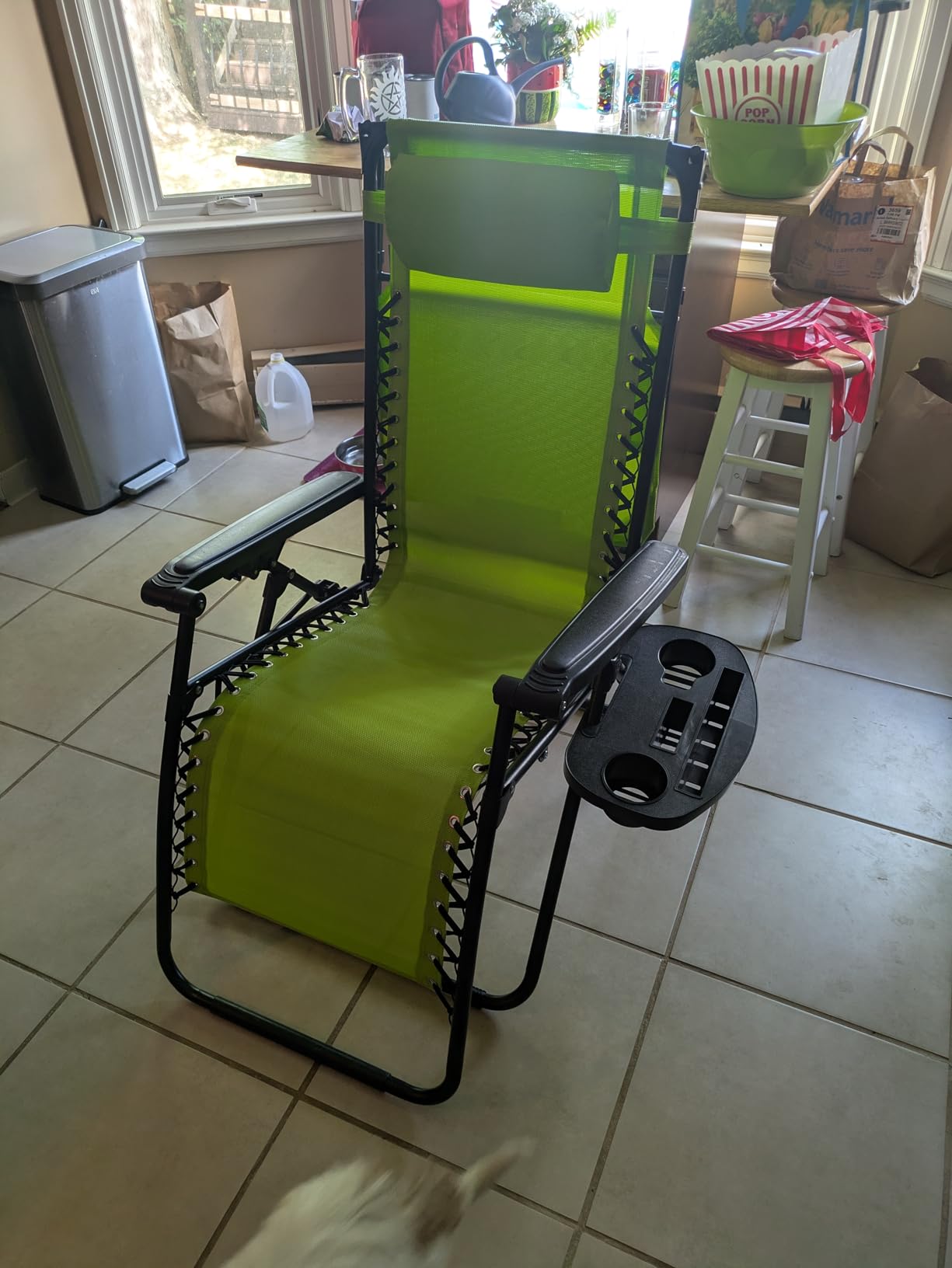 Best Choice Products Folding Zero Gravity Outdoor Recliner Patio Lounge Chair w/Adjustable Canopy Shade, Headrest, Side Accessory Tray, Textilene Mesh - Beige customer photo 2