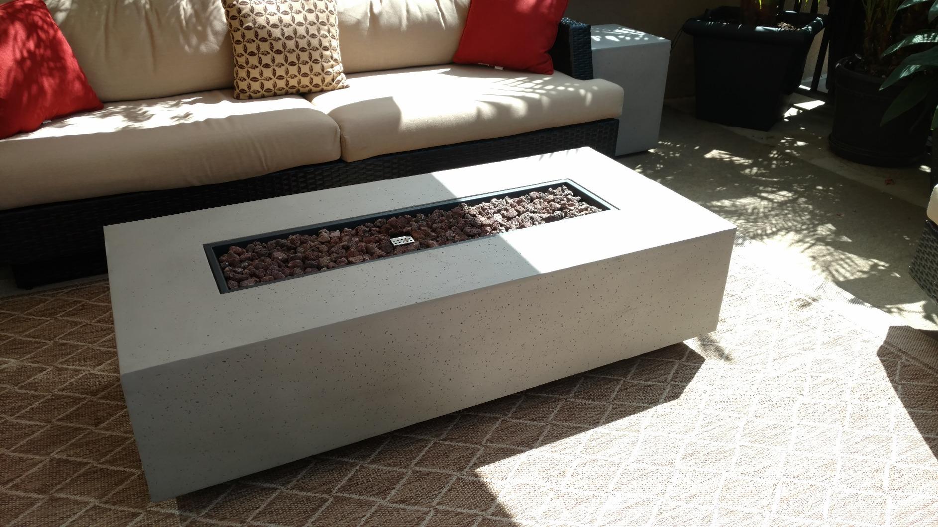 GDFStudio Christopher Knight Home Aidan Outdoor Rectangular Fire Table with Tank Holder, Light Gray customer photo 2