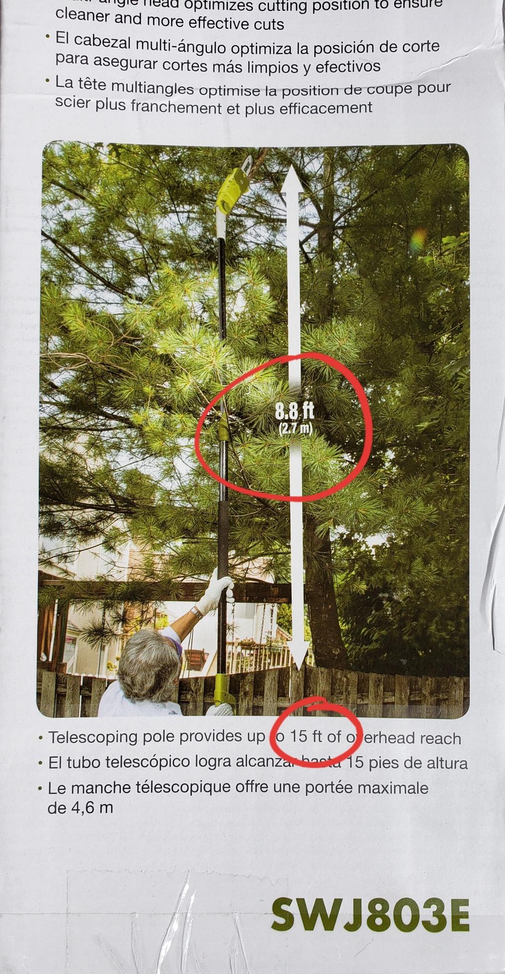 Sun Joe SWJ803E 10 inch 8.0 Amp Electric Multi-Angle Pole Chain Saw, Corded Electric, Green customer photo 1