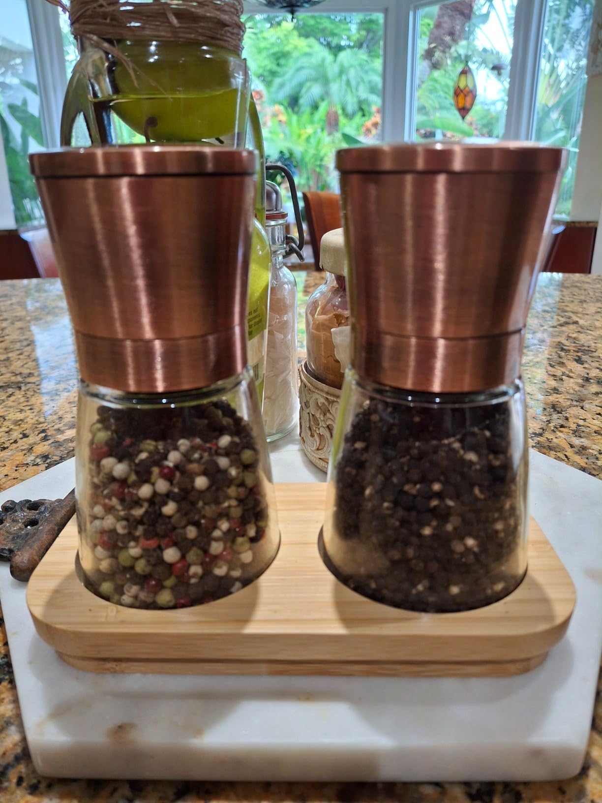 Premium Salt and Pepper Grinder Set with Bamboo Holder - 6 oz, Copper Stainless Steel - S&P Spice Shakers - Refillable & Adjustable Coarseness Hand Mill for Spices & Seasonings - by PJC-Kitchen customer photo 2