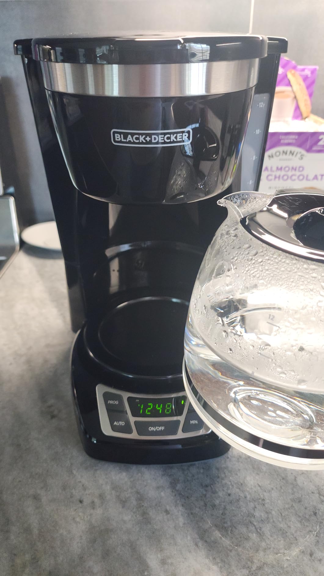 BLACK+DECKER 12-Cup Digital Coffee Maker, Programmable, Washable Basket Filter, Sneak-A-Cup, Auto Brew, Water Window, Keep Hot Plate, Black customer photo 2