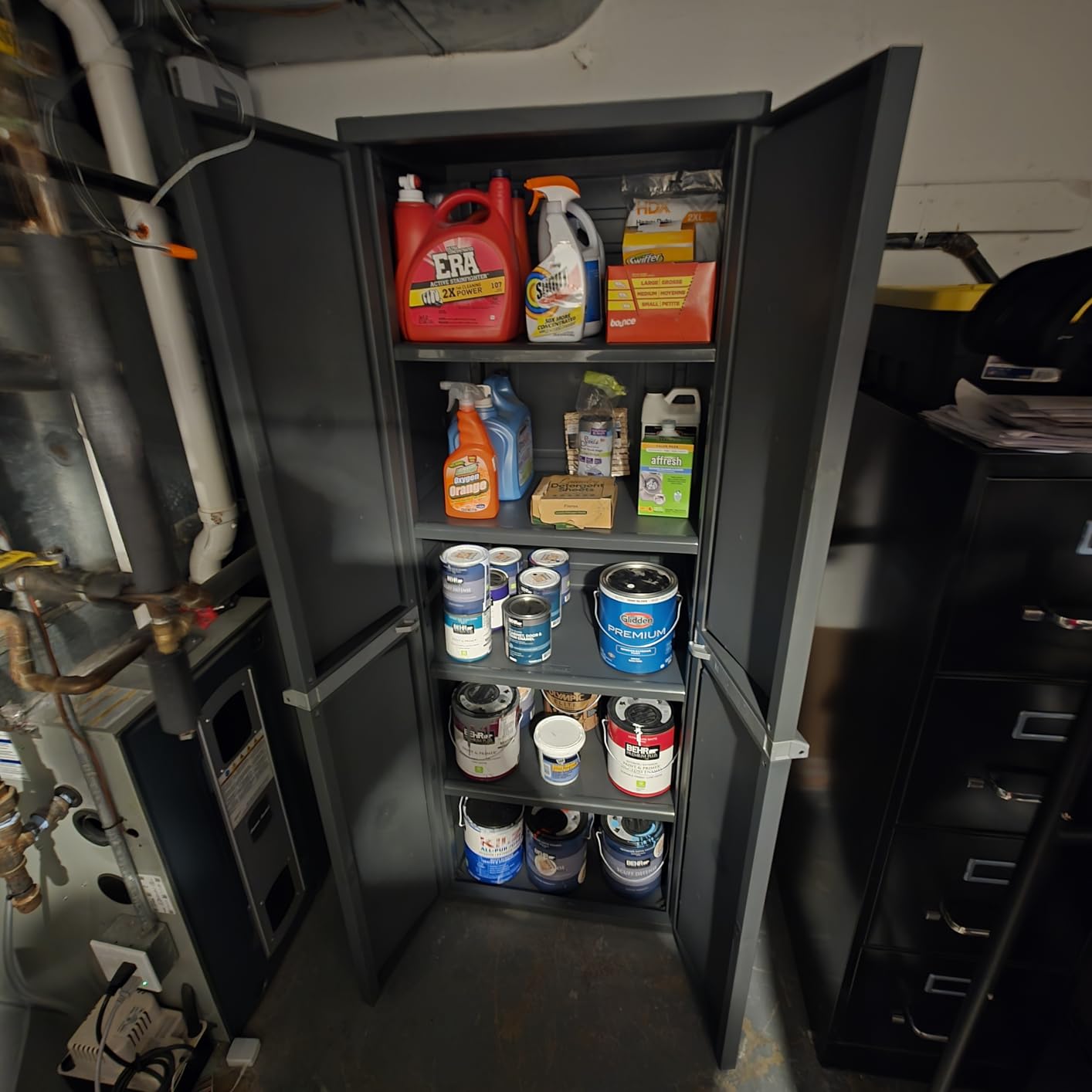 Sterilite 4 Shelf Cabinet, Lockable Utility Storage w/ Adjustable Shelves, Gray - Plastic Shelving Unit for Organizing Garage, Pantry, Basement, Laundry Room or Mudroom customer photo 2