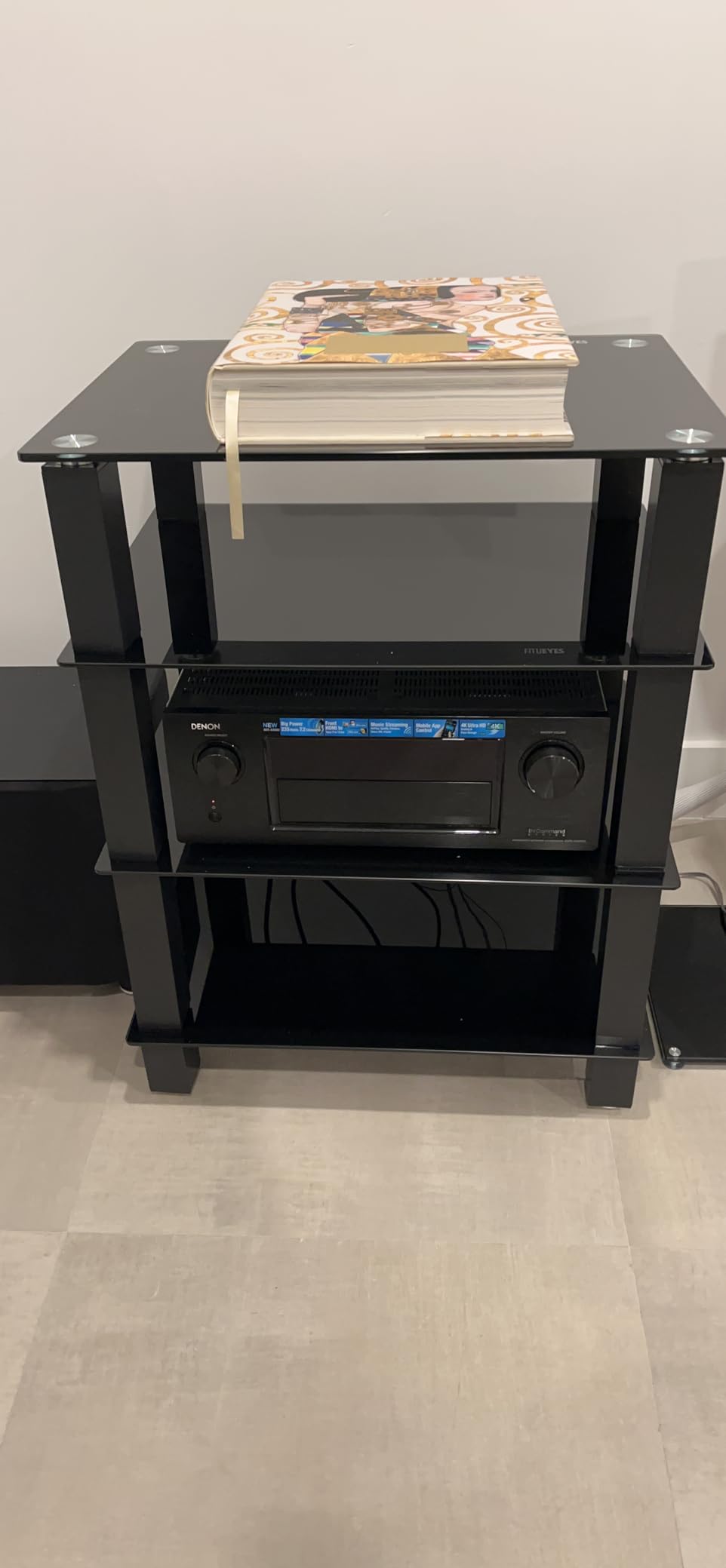 FITUEYES 4-Tier Media Stand Audio/Video Component Cabinet with Glass Shelf for Apple Tv/Xbox One/ps4 AS406002GB customer photo 1
