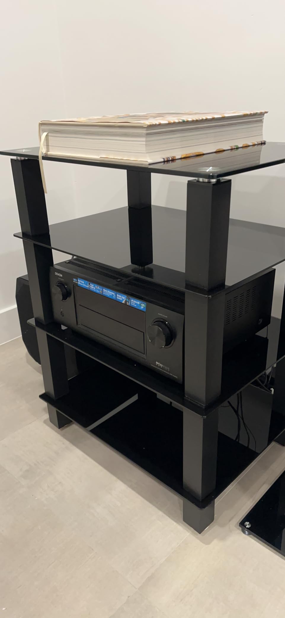 FITUEYES 4-Tier Media Stand Audio/Video Component Cabinet with Glass Shelf for Apple Tv/Xbox One/ps4 AS406002GB customer photo 2