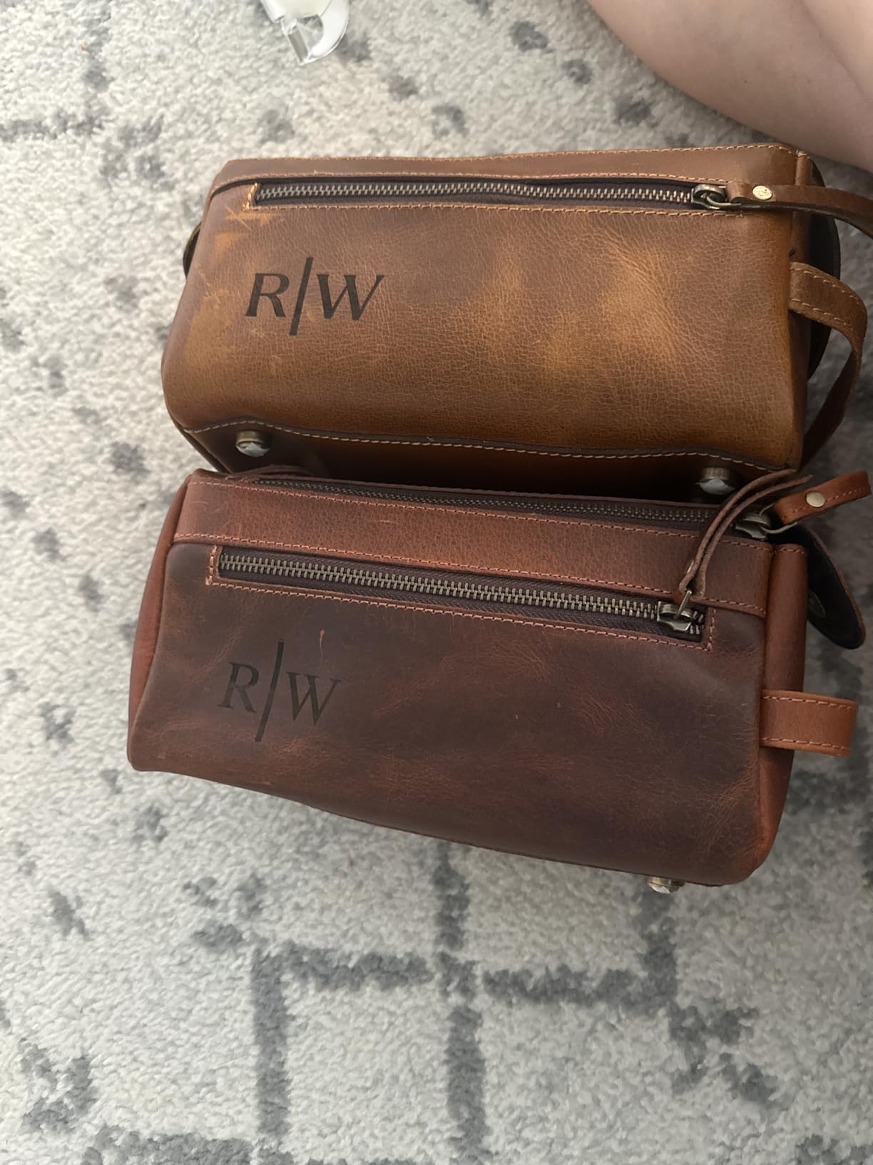 KomalC Premium Buffalo Leather Toiletry Bag for Men & Women With Water resistant Lining, Grooming Travel Pouch, Unisex Wash Bag for Toiletries, Gifts for Men and Women customer photo 1