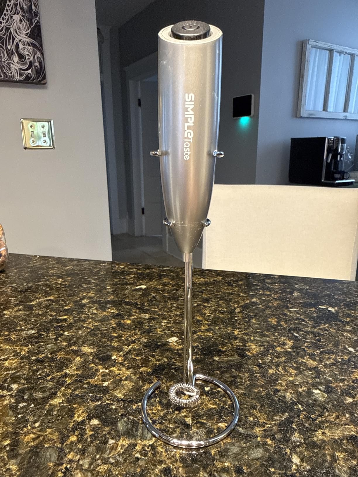 SIMPLETASTE Milk Frother Handheld Electric Foam Maker, Drink Mixer with Stainless Steel Whisk for Cappuccino, Bulletproof Coffee, Latte, with Stand, Gray, Battery Operated customer photo 1