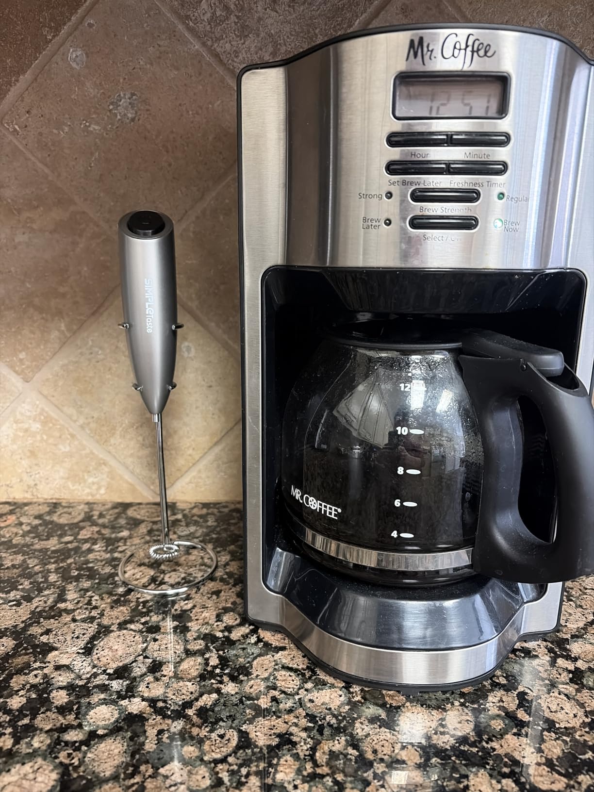 SIMPLETASTE Milk Frother Handheld Electric Foam Maker, Drink Mixer with Stainless Steel Whisk for Cappuccino, Bulletproof Coffee, Latte, with Stand, Gray, Battery Operated customer photo 2