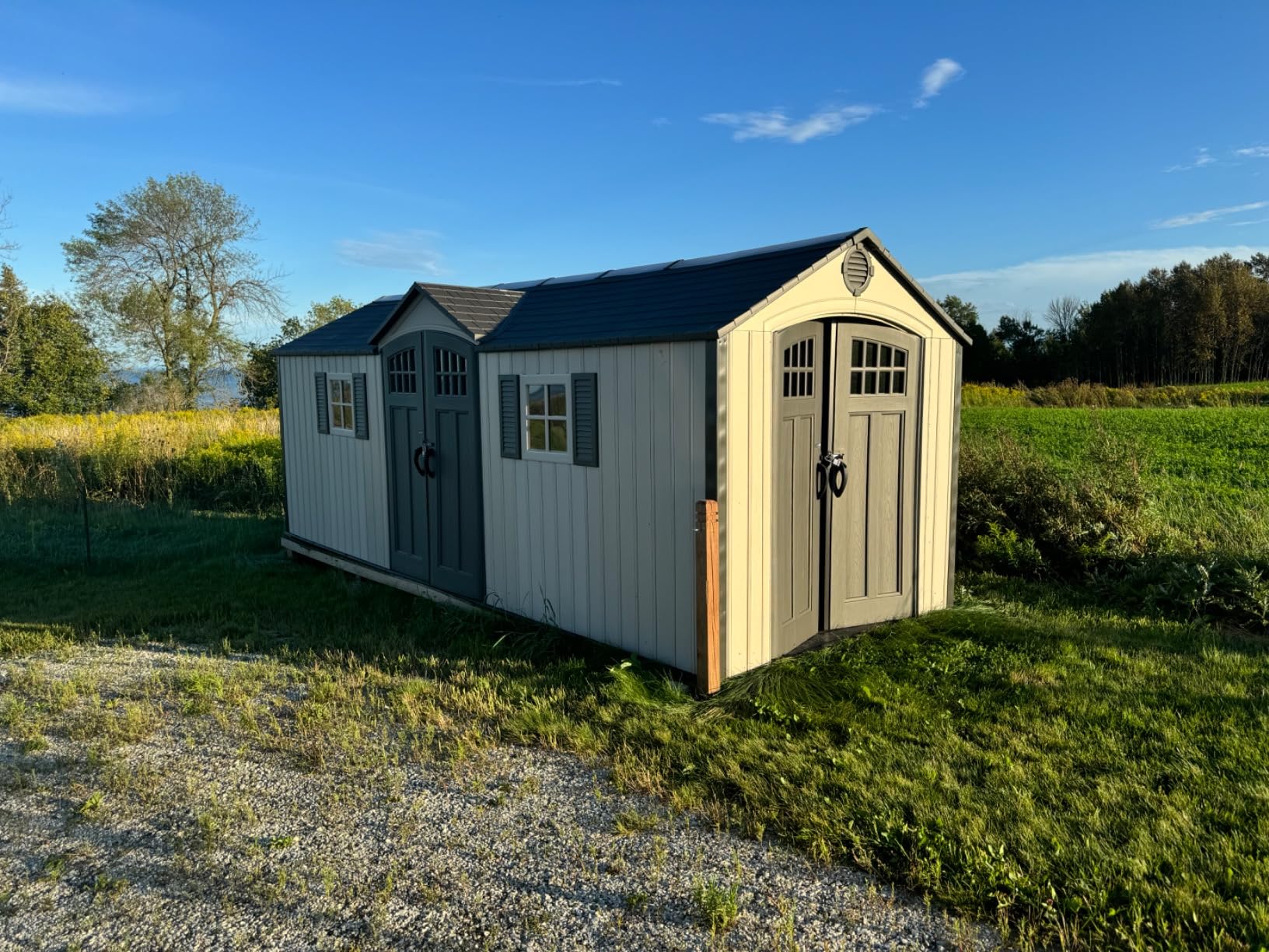 Lifetime 20 x 8 Ft. Outdoor Storage Shed with Steel Reinforced HDPE Walls, Lockable Doors, Windows, Skylights, Adjustable Shelving, Slip-Resistant Floor, UV-Protected Backyard Shed customer photo 2