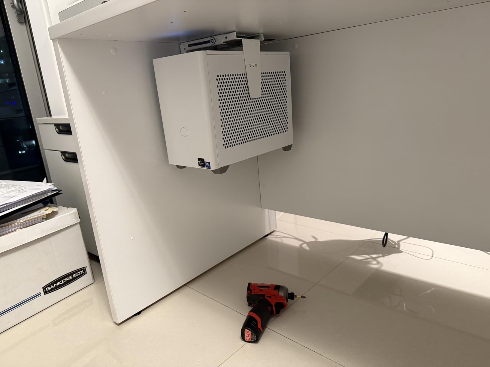 VIVO Adjustable Under Desk and Wall 3.5 to 7.8 inch Wide Office PC Mount, Computer Case CPU Machine Holder Stand with Swivel and Secure Locking, Holds 22 lbs, Black, MOUNT-PC01 customer photo 1