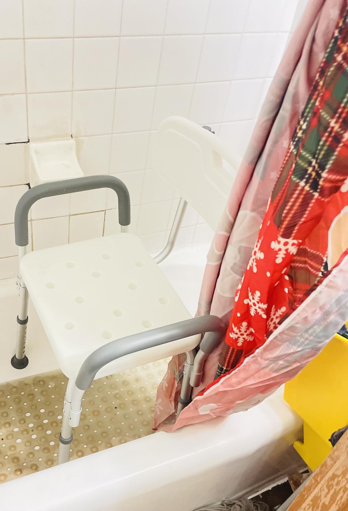 Medline Shower Chair for Elderly, Seniors, Adults & Disabled - Heavy Duty Shower Seat with Padded Arms and Back for Inside Shower, Adjustable Height Bath Stool for Bathtub, 350 lb, Slip Resistant customer photo 2