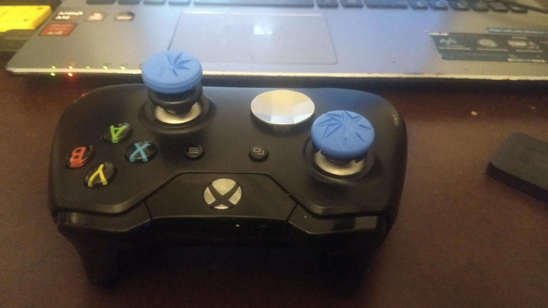 KontrolFreek FPS Freek Edge for Xbox One and Xbox Series X Controller | Performance Thumbsticks | 1 High-Rise Convex, 1 Low-Rise Convex | Blue customer photo 1