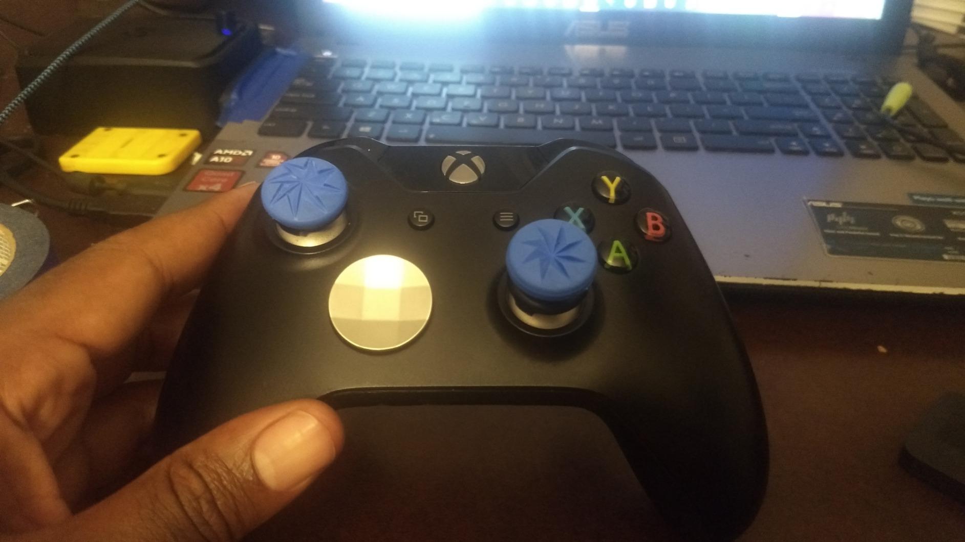 KontrolFreek FPS Freek Edge for Xbox One and Xbox Series X Controller | Performance Thumbsticks | 1 High-Rise Convex, 1 Low-Rise Convex | Blue customer photo 2