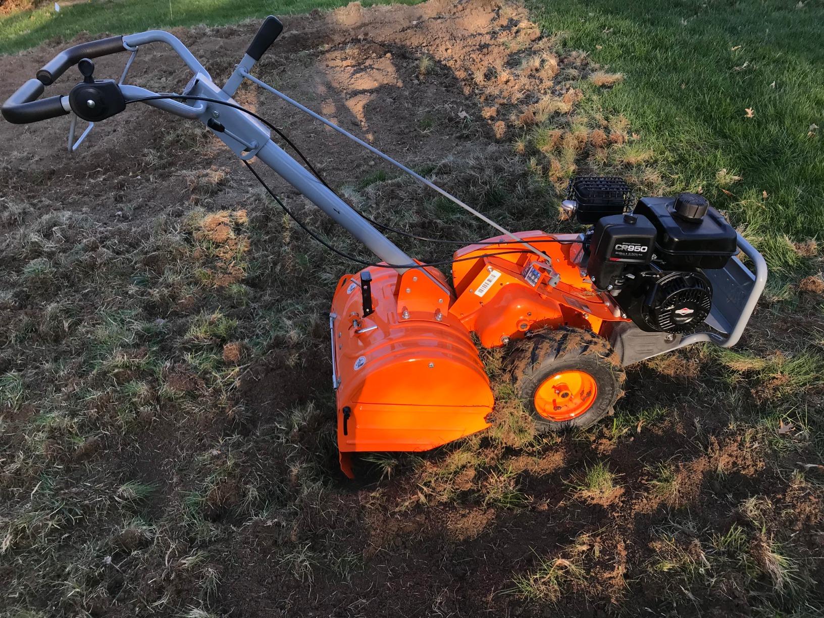 YARDMAX 18 in. 212 cc Gas OHV Engine Rear Tine Tiller with Dual Rotating Tilling customer photo 2