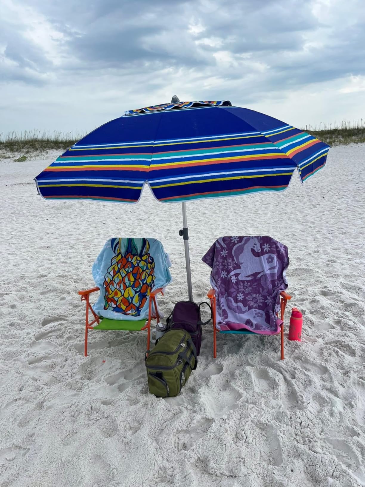 AMMSUN 7ft Heavy Duty High Wind Beach Umbrella Parasols with Sand Anchor Vent Tilt UV 50+ Sun Protection Portable Outdoor Sunshade Umbrellas Carry Bag for Patio Garden Pool Backyard Blue customer photo 1