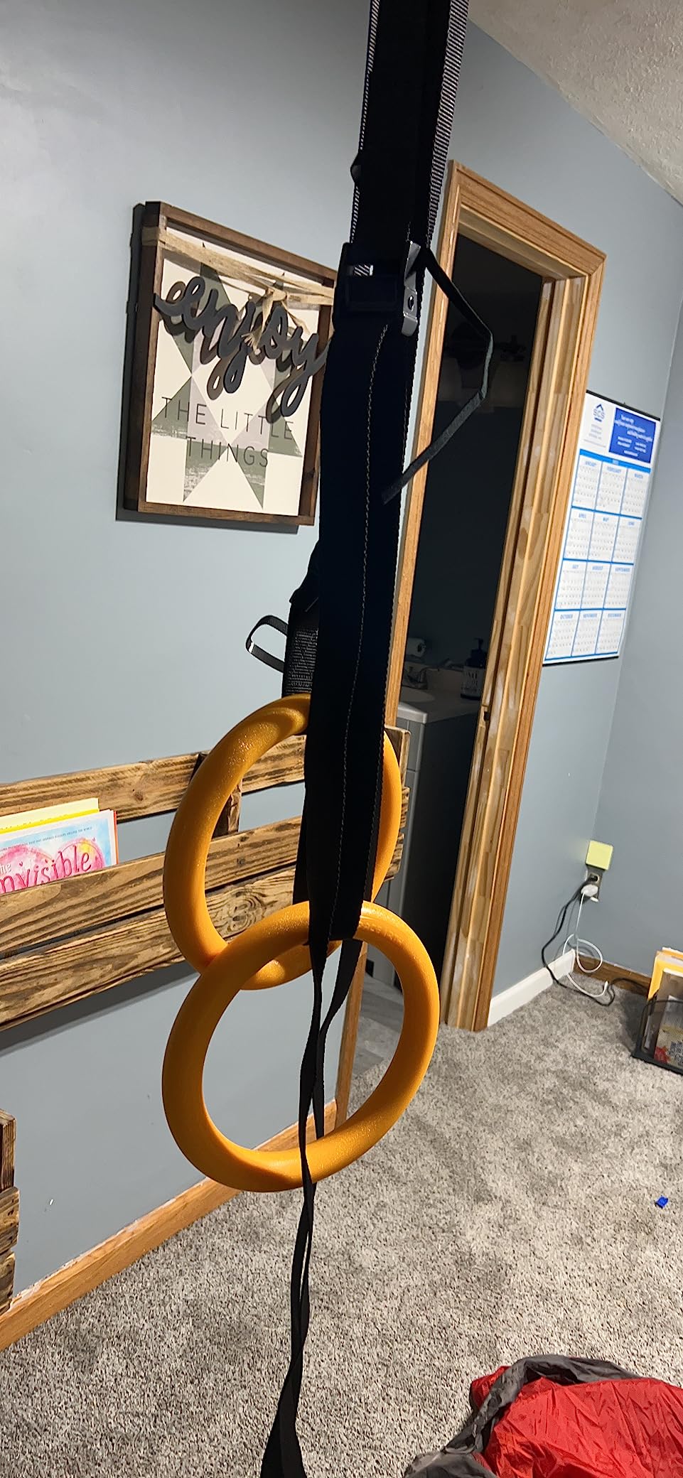 PACEARTH Gymnastic Rings 1100lbs Capacity with 14.76ft Adjustable Buckle Straps Pull Up Exercise Rings Non-Slip Rings for Home Gym Full Body Workout customer photo 1