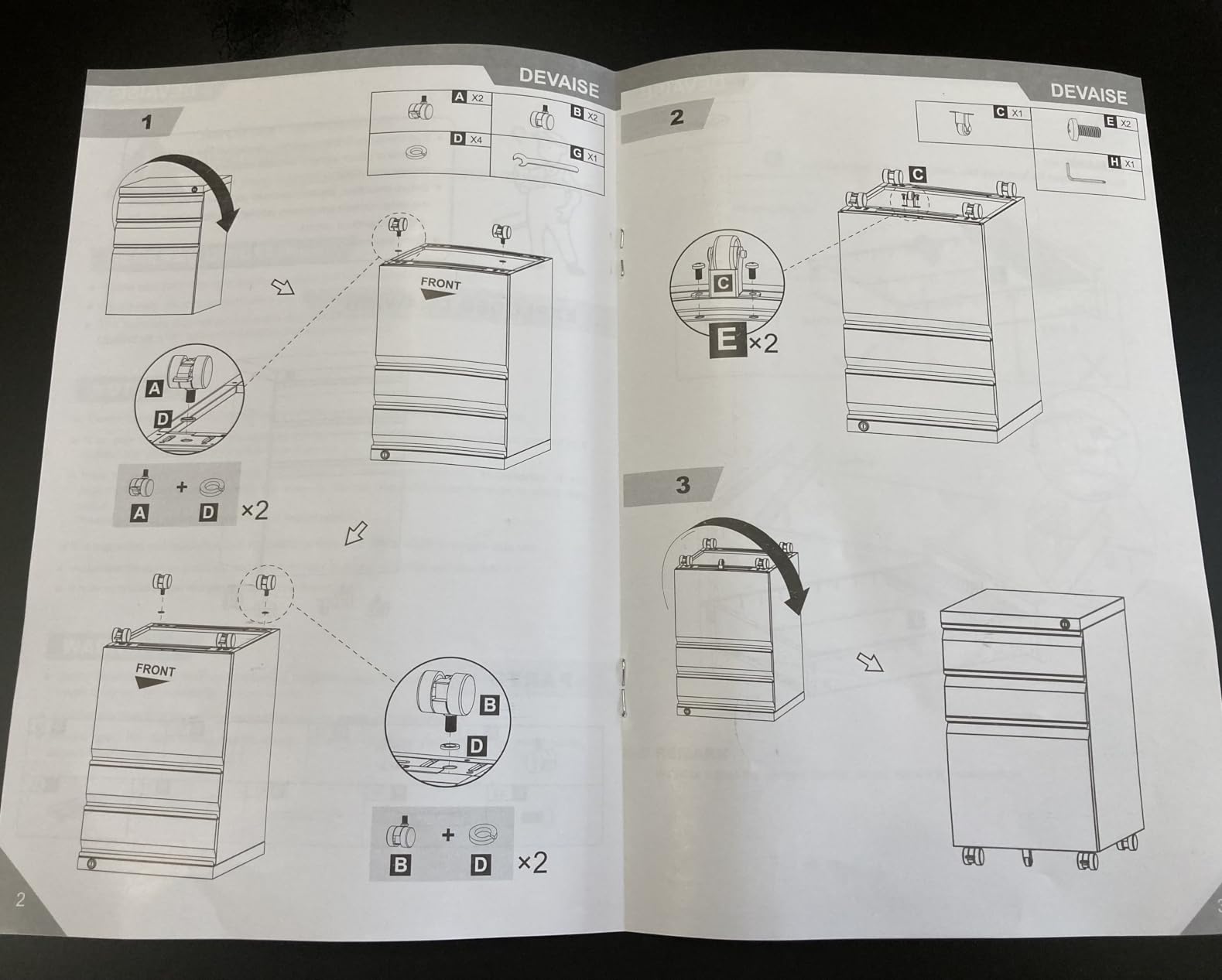 DEVAISE 3 Drawer Mobile File Cabinet with Lock, Under Desk Metal Filing Cabinet for Home Office/Legal/Letter/A4 File, Fully Assembled Except Wheels, Black customer photo 2