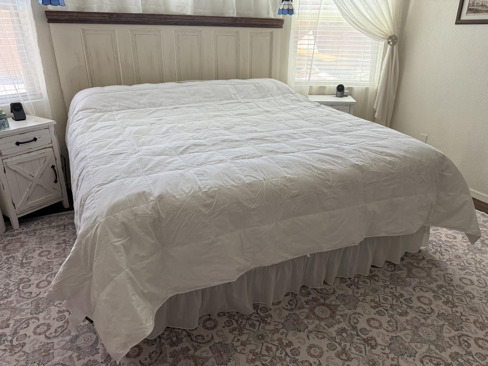 Globon White Summer Down Comforter/Blanket Queen Size, Lightweight Duvet Insert for Hot Sleepers, Noiseless & Extra Soft Shell, 14OZ, 750 Fill Power, with Ties, Solid White customer photo 1