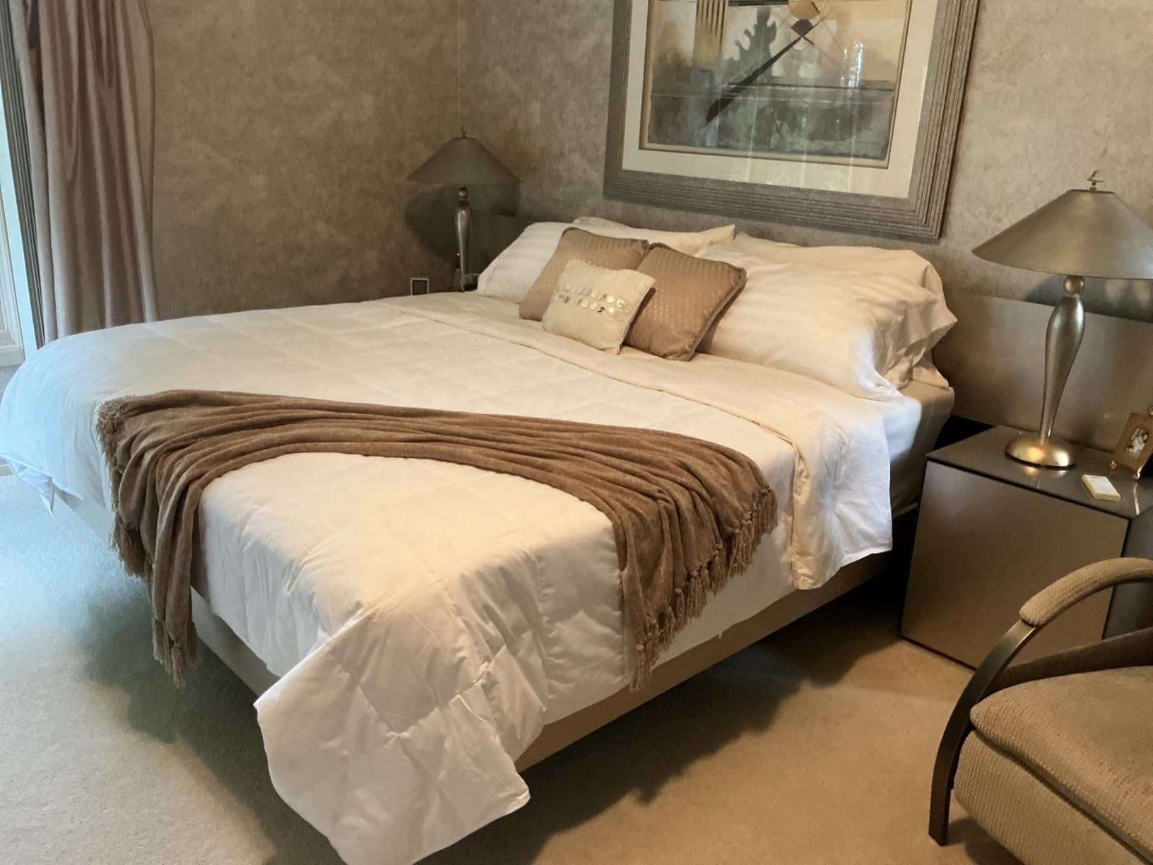 Globon White Summer Down Comforter/Blanket Queen Size, Lightweight Duvet Insert for Hot Sleepers, Noiseless & Extra Soft Shell, 14OZ, 750 Fill Power, with Ties, Solid White customer photo 2