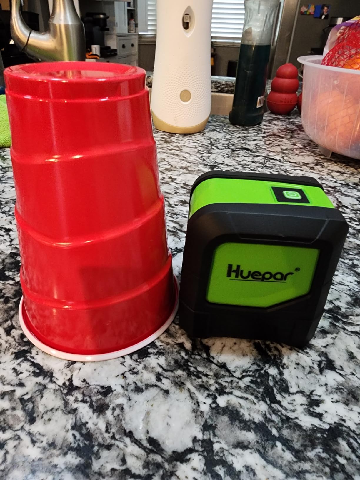 Huepar Laser Level, 100Ft Self Leveling Green Cross Line Laser for Picture Hanging, Tile, Decoration & DIY Construction - 360° Magnetic Base & AA Battery, Indoor Use customer photo 2