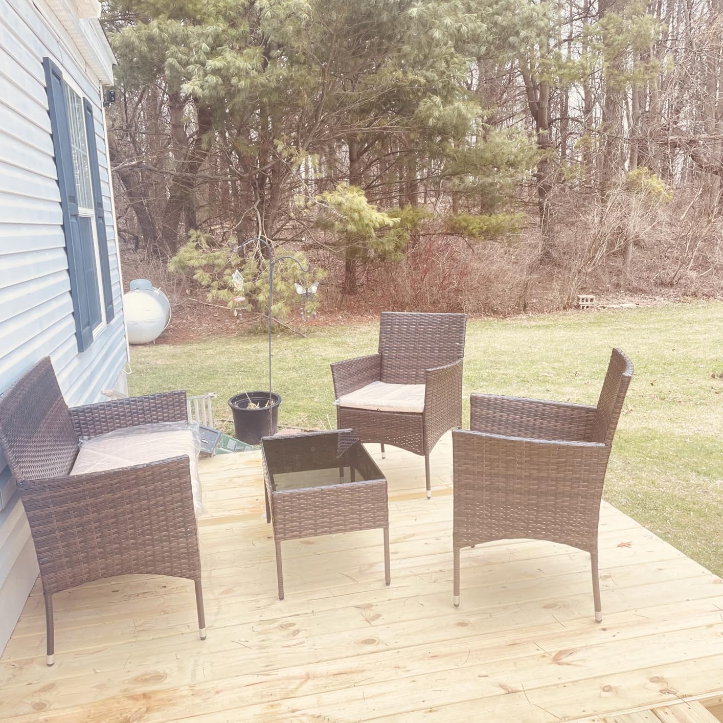 Homall 4 Pieces Outdoor Patio Furniture Sets Rattan Chair Wicker Set,Outdoor Indoor Use Backyard Porch Garden Poolside Balcony Furniture (Brown and Beige) customer photo 2