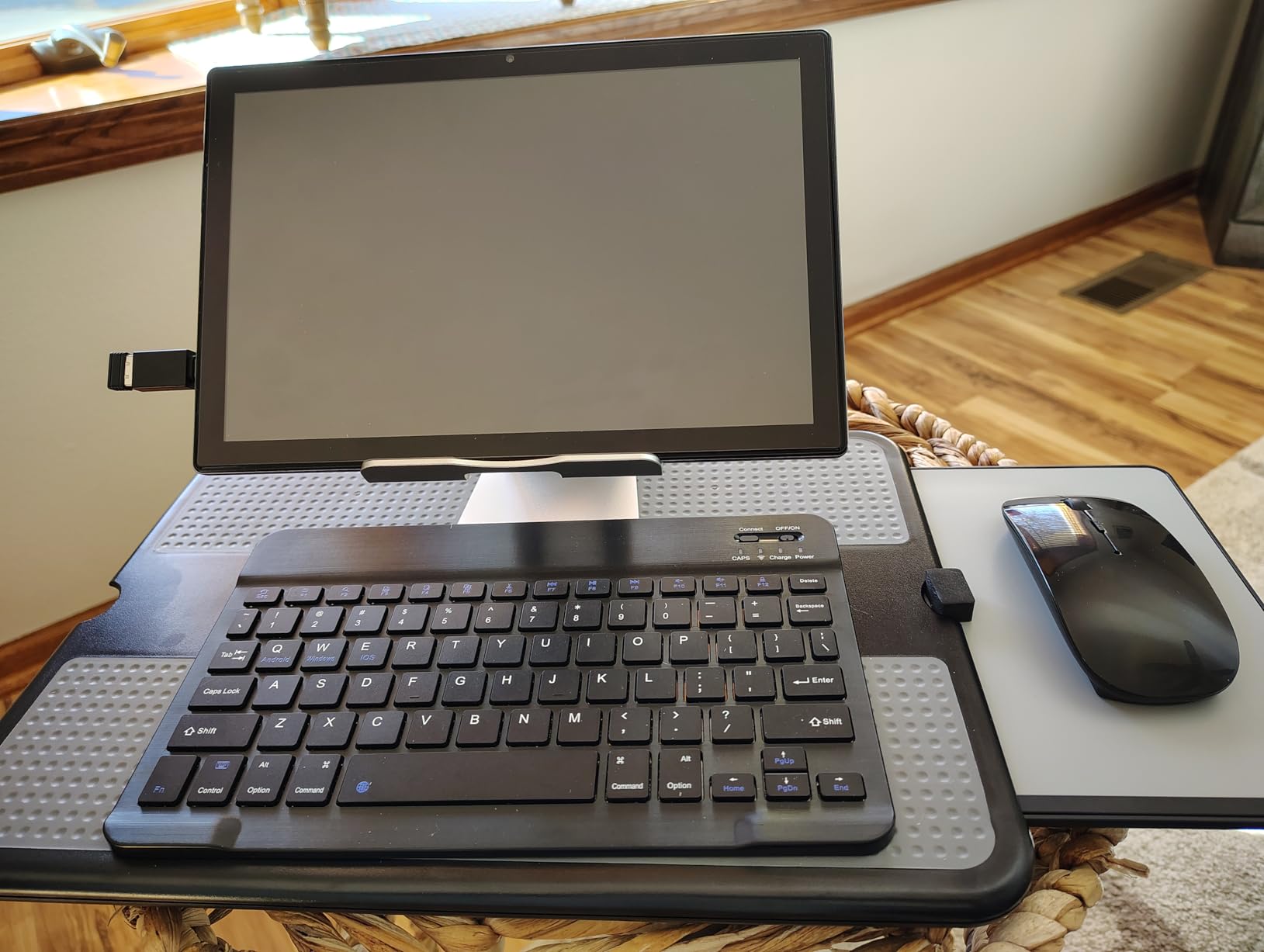 AboveTEK Portable Laptop Lap Desk w/Retractable Left/Right Mouse Pad Tray, Non-Slip Heat Shield Tablet Notebook Computer Stand Table customer photo 1